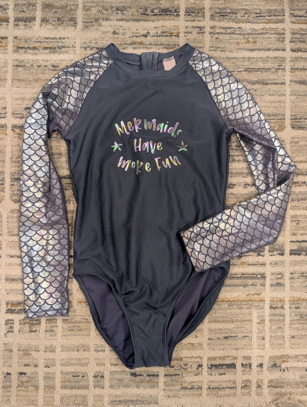MORE THAN MAGIC Girls Blue Mermaid Scale Long Sleeve Rashguard Size 10/12